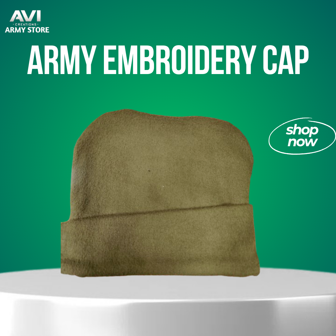 Army Woolen  Embroidery Winter Cap